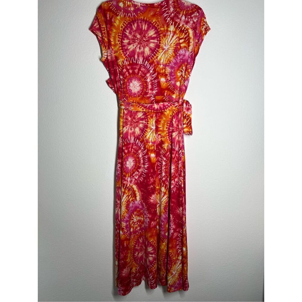 Floral Print Tie Dye Dress midi Vneck Approximately Size M - Picture 4 of 16